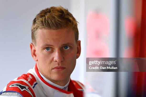 Mick Schumacher of Germany and Haas F1 prepares to drive in the garage during practice ahead of the F1 Grand Prix of Belgium at Circuit de...