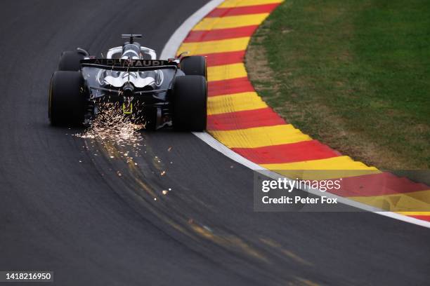 Pierre Gasly of France driving the Scuderia AlphaTauri AT03 on track during practice ahead of the F1 Grand Prix of Belgium at Circuit de...