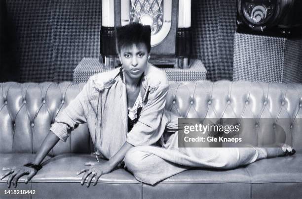 Studio portrait of Nona Hendryx , Casino, Knokke, Belgium, 1985.