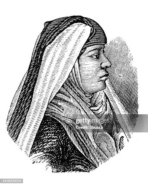 antique illustration, ethnography and indigenous cultures: egyptian woman - middle eastern ethnicity stock illustrations
