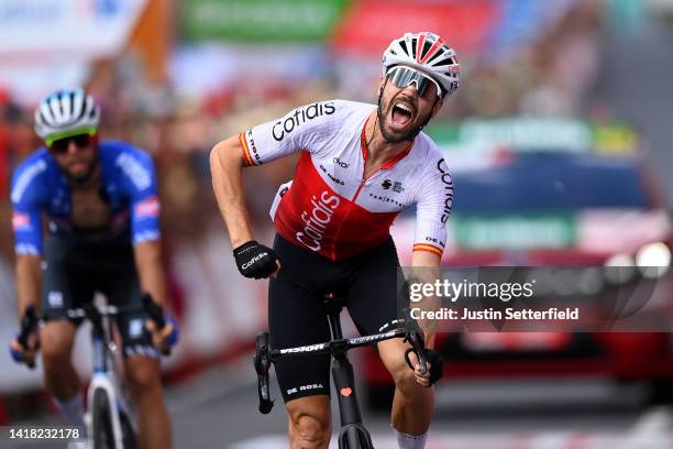 Jesús Herrada Lopez of Spain and Team Cofidis celebrates at finish line as stage winner during the 77th Tour of Spain 2022, Stage 7 a 190km stage...