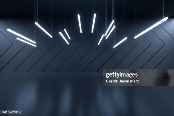 3d rendering exhibition background - neon circle stock pictures, royalty-free photos & images