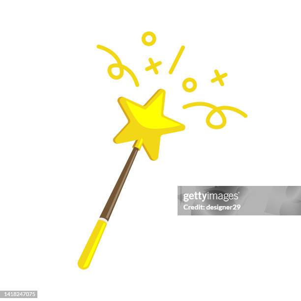 magic wand icon flat design. - zauberstab stock-grafiken, -clipart, -cartoons und -symbole