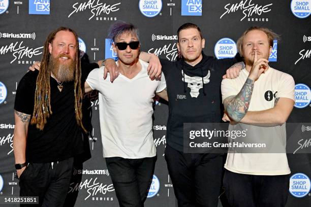 Barry Kerch, Eric Bass, Brent Smith and Zach Myers of Shinedown attend SiriusXM's Small Stage Series presented by American Express at The Orange Peel...