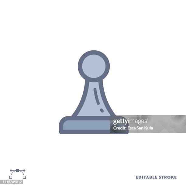pawn color flat line icon design with editable stroke. suitable for web page, mobile app, ui, ux and gui design. - queen-chess-piece-clip-art stock illustrations