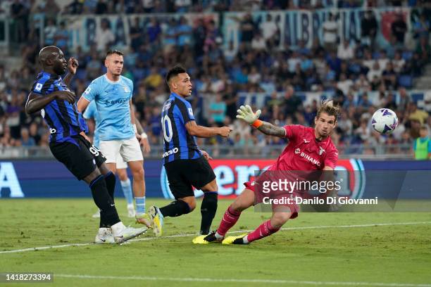 Lautaro Martínez of FC Internazionale score a goal during the Serie A match between SS Lazio and FC Internazionale at Stadio Olimpico on August 26,...