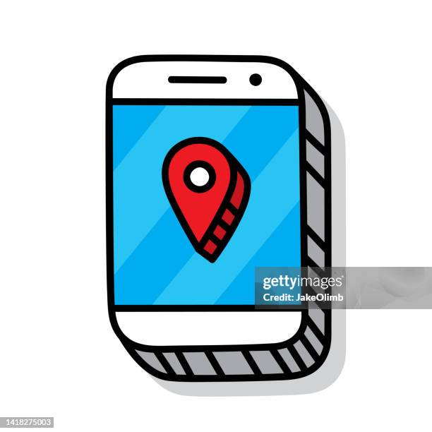 smartphone gps doodle 6 - data screen white stock illustrations