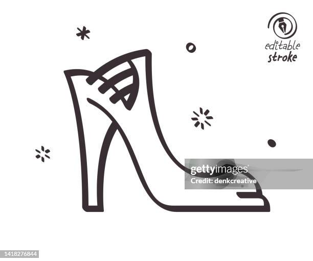 verspielte linienillustration für high heels - laufsteg stock-grafiken, -clipart, -cartoons und -symbole