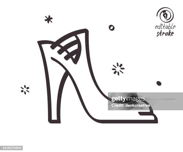 ilustrações de stock, clip art, desenhos animados e ícones de playful line illustration for high heels - tango