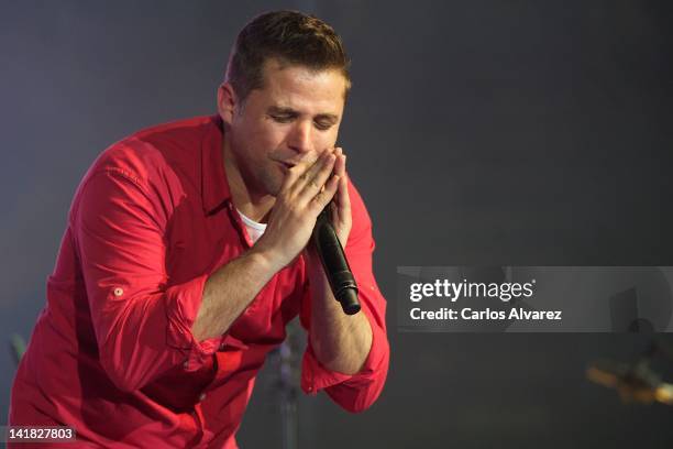 Spanish singer Jaime Perpina of "La Musicalite" performs on stage during "La noche de Cadena 100" concert at Madrid Arena stadium on March 24, 2012...
