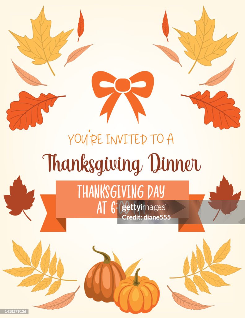 Thanksgiving Dinner Invitation Template HighRes Vector Graphic Getty