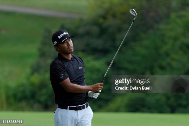 Satoshi Kodaira of Japan follows his shot on the 11th hole during the second round of the Nationwide Children's Hospital Championship at OSU GC -...