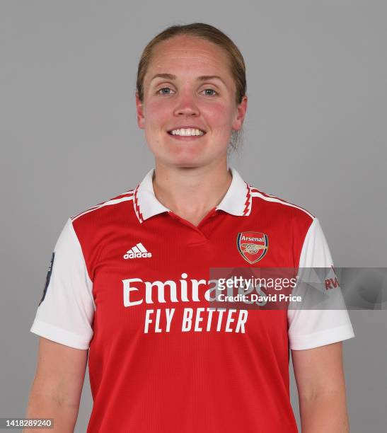 Kim Little of Arsenal during the Arsenal Women's Media Day at the Arsenal Training Ground at London Colney on August 26, 2022 in St Albans, England.