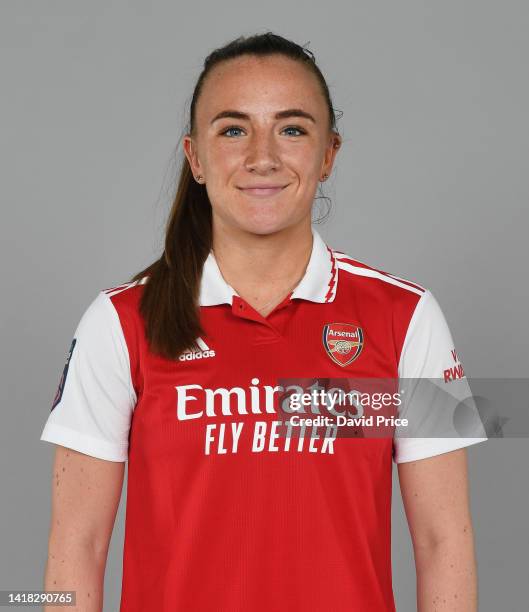Teyah Goldie of Arsenal during the Arsenal Women's Media Day at the Arsenal Training Ground at London Colney on August 26, 2022 in St Albans, England.