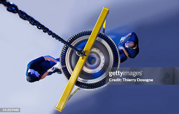 aerospace technicians in factory - compressor engine stock pictures, royalty-free photos & images