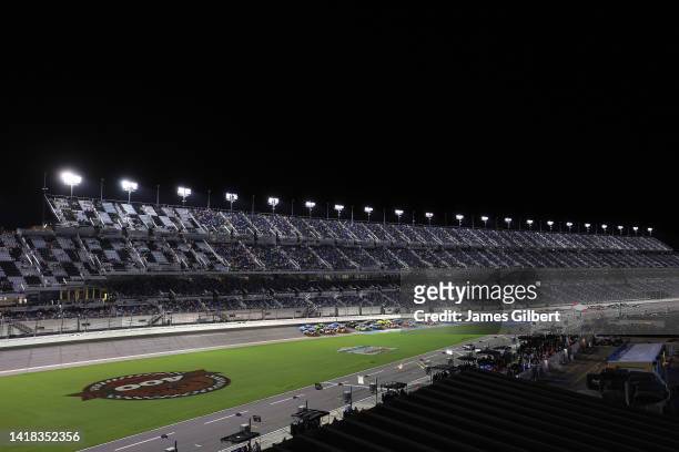 General view of racing during the NASCAR Xfinity Series Wawa 250 powered by Coca-Cola at Daytona International Speedway on August 26, 2022 in Daytona...