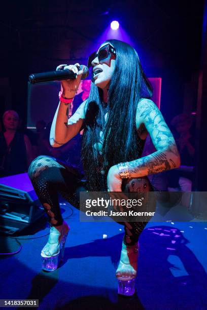 Bhad Bhabie performs onstage during TBT Magazine Social Media Edition Powered By Berman Law at Sway Nightclub on August 26, 2022 in Fort Lauderdale,...