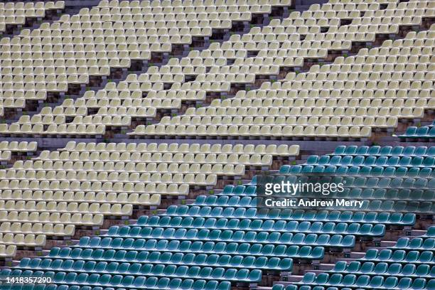 empty stadium rows of plastic chairs, abstract pattern close up - steep stock pictures, royalty-free photos & images