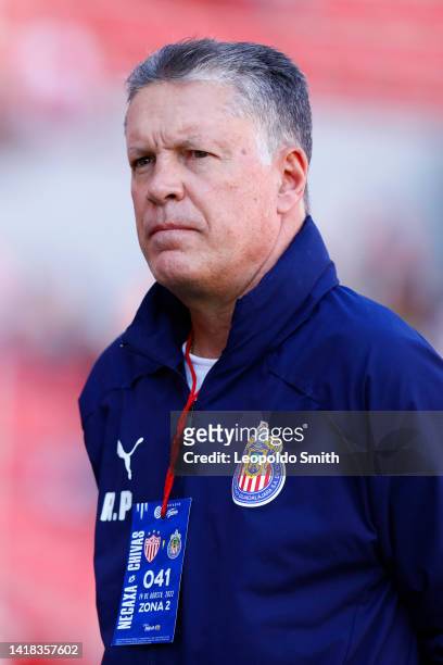 Ricardo Pelaez sports director of Chivas looks on prior the 10th round match between Necaxa and Chivas as part of the Torneo Apertura 2022 Liga MX at...