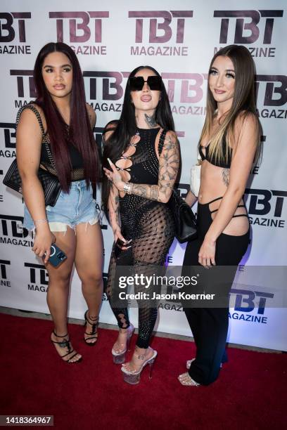 Bhad Bhabie and guests attends TBT Magazine Social Media Edition Powered By Berman Law at Sway Nightclub on August 26, 2022 in Fort Lauderdale,...