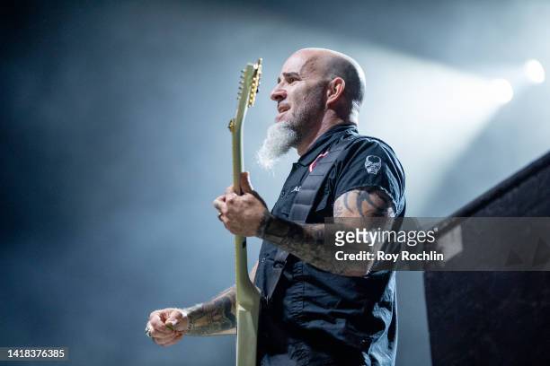 Scott Ian of Anthrax performs at Coney Island Amphitheater on August 26, 2022 in New York City.