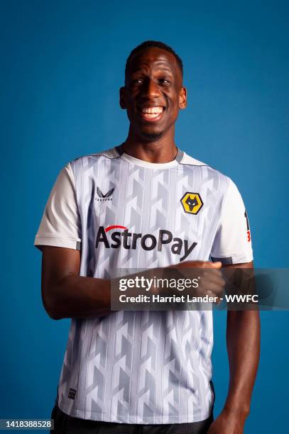 Willy Boly of Wolverhampton Wanderers poses for a portrait in the 2022/23 Third Kit during the Wolverhampton Wanderers Media Access Day at Molineux...