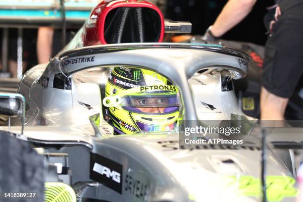Lewis Hamilton of Great Britain, Mercedes AMG F1 Team, Mercedes-AMG F1 W13 E Performance driver seen during Practice ahead of F1 Grand Prix of...