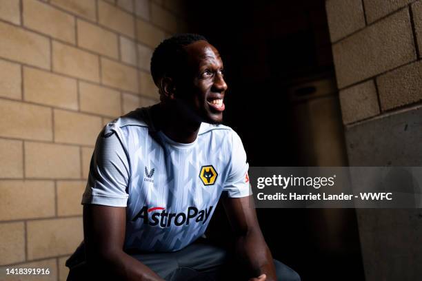 Willy Boly of Wolverhampton Wanderers poses for a portrait in the 2022/23 Third Kit during the Wolverhampton Wanderers Media Access Day at Molineux...