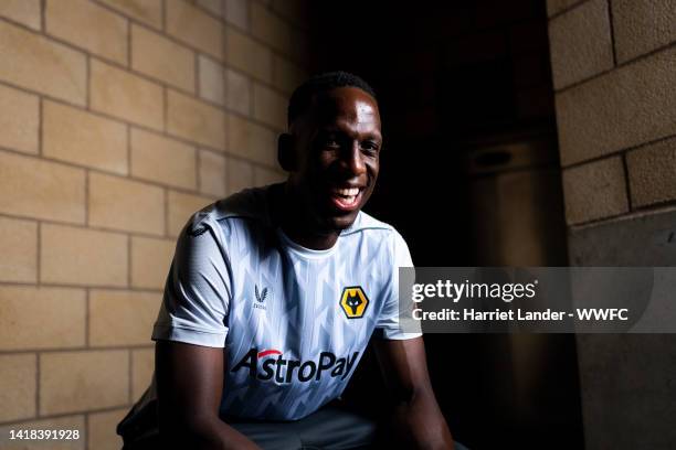 Willy Boly of Wolverhampton Wanderers poses for a portrait in the 2022/23 Third Kit during the Wolverhampton Wanderers Media Access Day at Molineux...