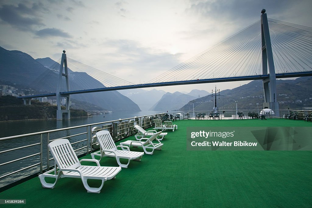 China, Hubei Province, Yangzi River, Yangzi River Town of Badong by Wu Gorge from Yangzi River Cruise Ship