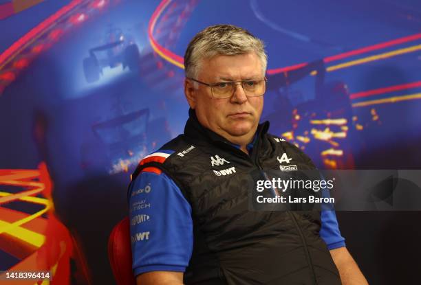 Otmar Szafnauer, Team Principal of Alpine F1 attends the Team Principals Press Conference prior to final practice ahead of the F1 Grand Prix of...