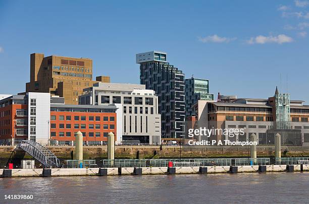 new buildings, liverpool skyline, england - liverpool skyline stock pictures, royalty-free photos & images