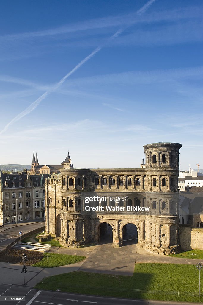 Germany, Rheinland-Pfaltz, Mosel River Valley, Trier, Porta Nigra, 2nd century Roman structure