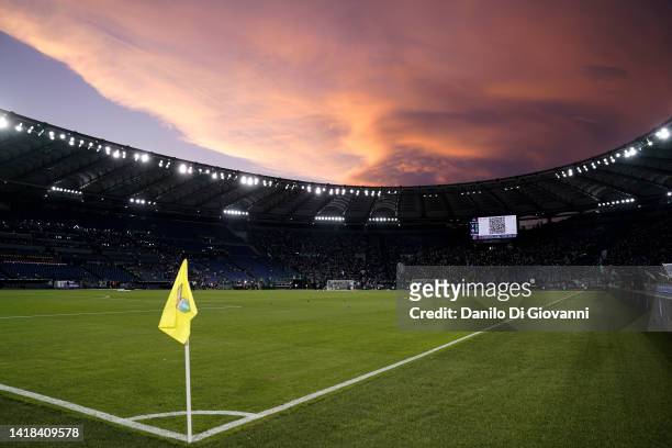 General view inside the Olimpico Stadium prior the Serie A match between SS Lazio and FC Internazionale at Stadio Olimpico on August 26, 2022 in...