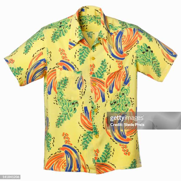 vintage rayon short sleeved shirt 1950's 1960's - hawaiian shirt stock-fotos und bilder