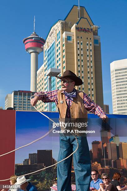 street performer, calgary stampede, alberta, canada - calgary stampede stock pictures, royalty-free photos & images