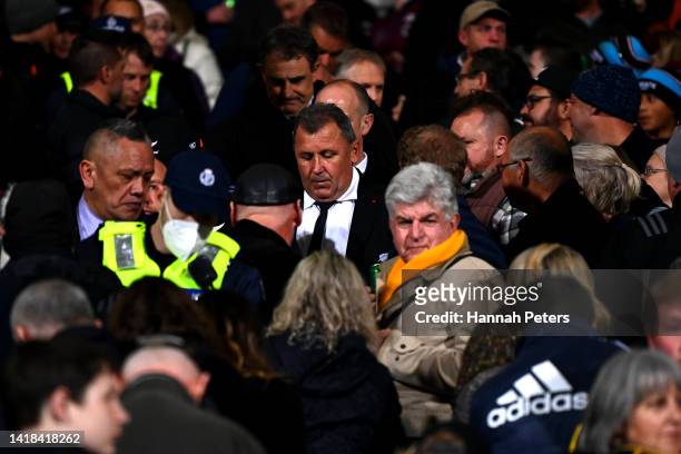 Head coach Ian Foster of the All Blacks walks through the crowd after losing The Rugby Championship match between the New Zealand All Blacks and...