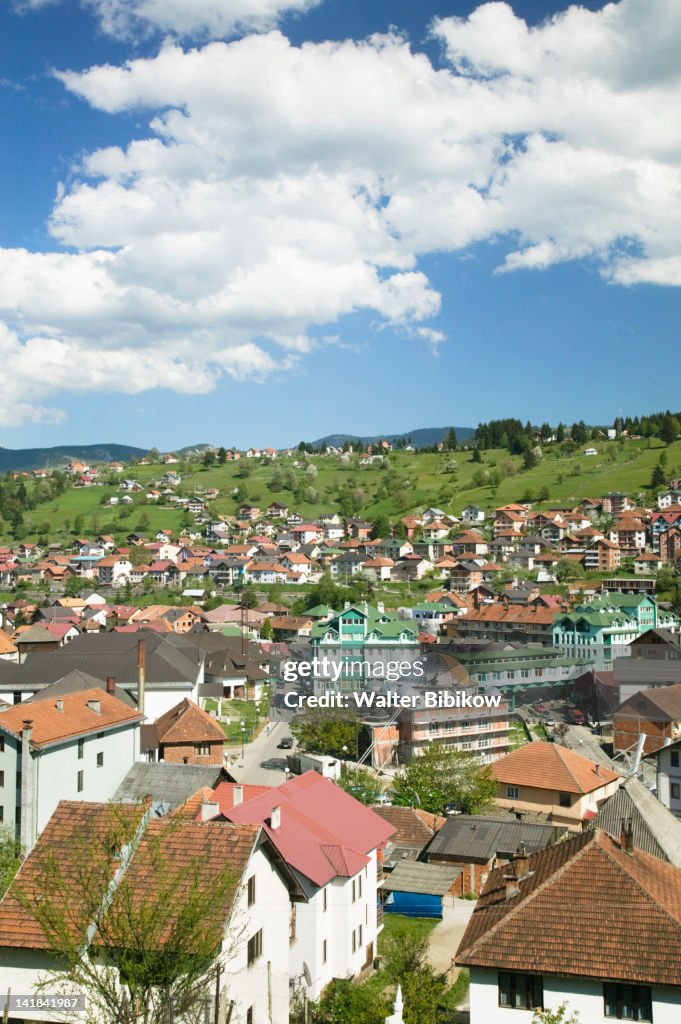MONTENEGRO-Rozaje: Alpine ski resort town view / Springtime