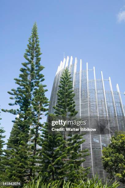 new caledonia-grande terre island-noumea-tjibaou cultural centre (designed by renzo piano) - noumea stock-fotos und bilder