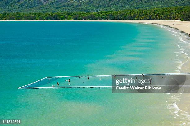 australia-queensland-north coast-port douglas: four mile beach and trinity bay view from flagstaff hill lookout - port douglas stock pictures, royalty-free photos & images