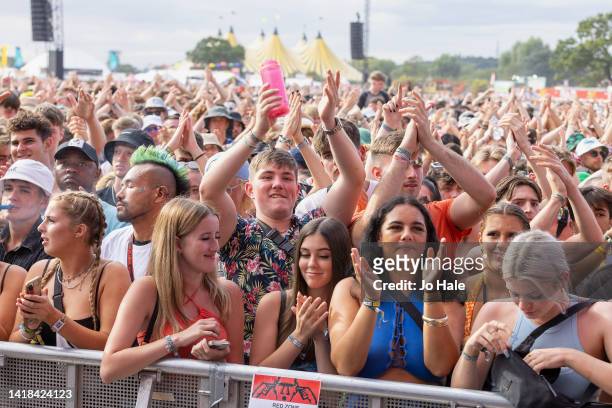 Music Fans in the crowd at Reading Festival day 1 on August 26, 2022 in Reading, England.