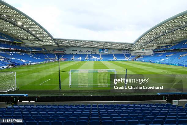 General view inside the stadium prior to the Premier League match between Brighton & Hove Albion and Leeds United at American Express Community...