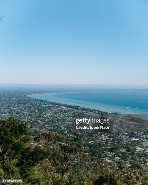 mornington peninsula and port phillip bay from above - arthurs seat stock-fotos und bilder