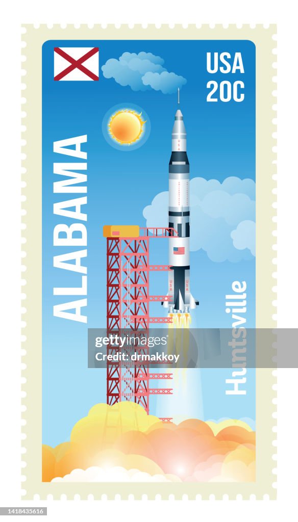 Saturn 5 Rocket Stamp