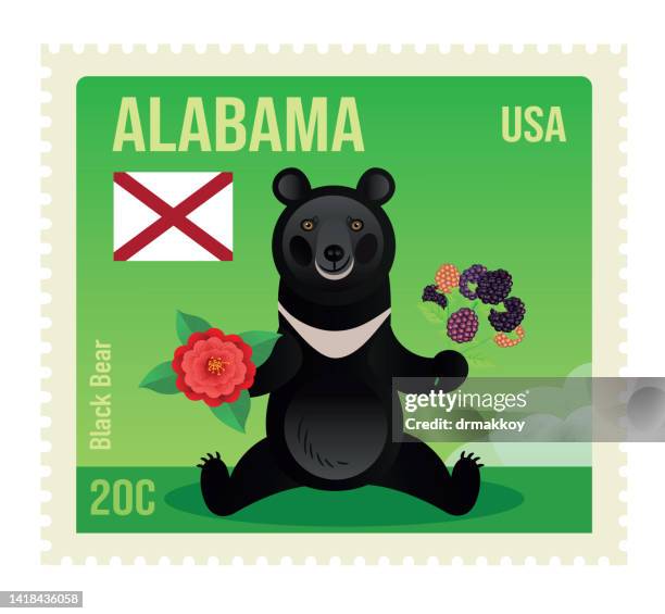 alabama black bear and camellia - raspberry preserve stock illustrations