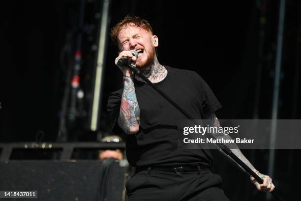 Frank Carter of Frank Carter & The Rattlesnakes performs on Main Stage East on Day 2 of Leeds Festival on August 27, 2022 in Leeds, England.