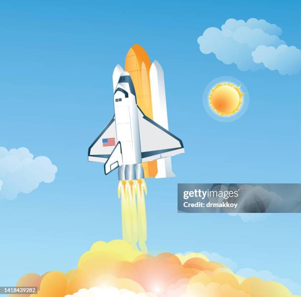 space shuttle taking off from florida - atlantis stock illustrations