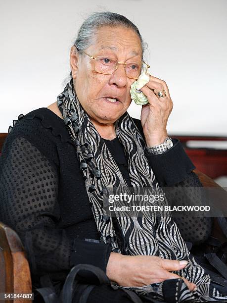 Queen Halaevala Mata'aho mourns the loss of her son, King George Tupou V, near the capital Nuku'alofa on March 25, 2012. The death aged 63 of the...