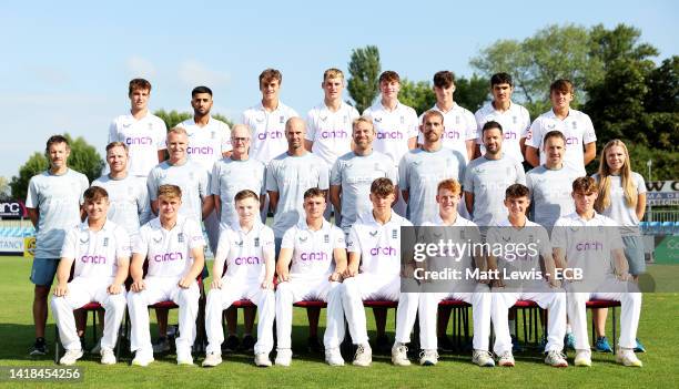 England U19 team pictured during a England U19 Nets Session at The Incora County Ground on August 27, 2022 in Derby, England.