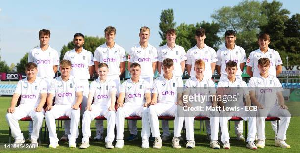 England U19 team pictured during a England U19 Nets Session at The Incora County Ground on August 27, 2022 in Derby, England.